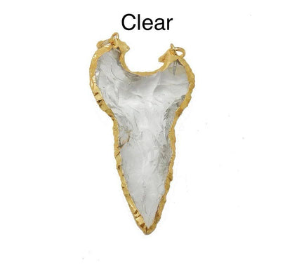 Glass Shark Tooth Double Bail 24k Electroplated Edge (Aqua & Yellow)