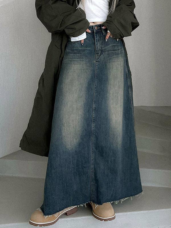 A-Line High Waisted Fringed Gradient Split-Joint Skirts: Montana Boho Western Spirit Fashion: