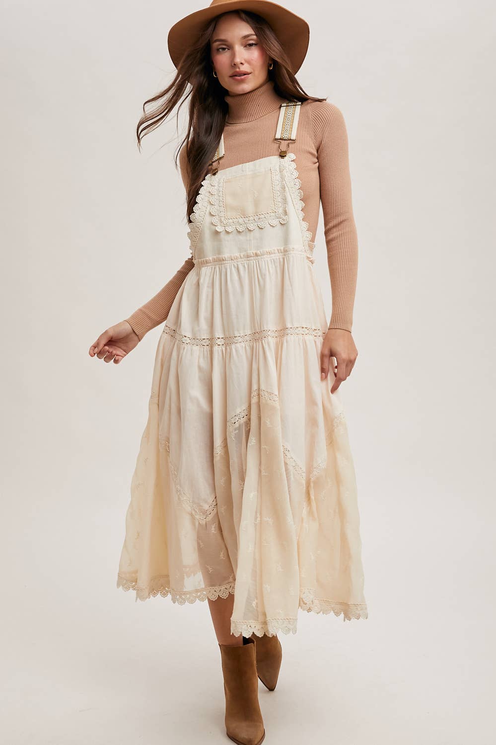 FREE SPIRIT DREAMER Series: LACE EMBROIDERED TULLE BIB MAXI DRESS