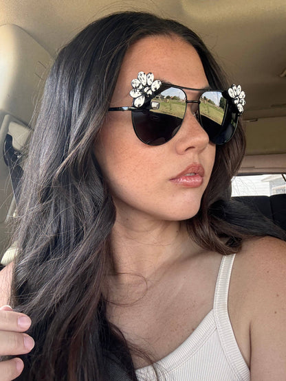 Western Turquoise Stone Sunglasses - White Buffalo