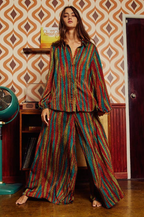 Montana Boho Western Spirit Fashion: Multi Color Long Sleeve Shirt Blouse