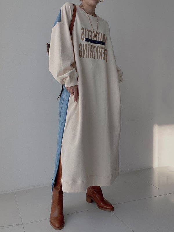 Mindset Is Everything—T-Shirt, Long Sleeves—Midi Dresses