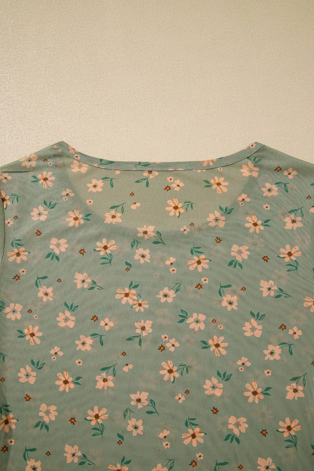 Montana Boho/Western Essentials: Vintage Floral Print Southern Style Mesh Long Sleeve Top