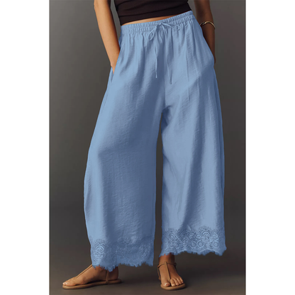 Flowy & Comfee: Lace Patchwork Wide-Leg Pants