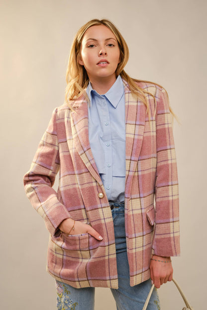 FREE SPIRIT DREAMER: Boho & Free-People loving styles. Plaid Pearl Button Blazer