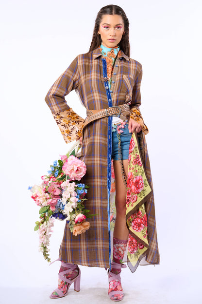 BoHo Fashion: Anna Button Up Shirt Dress | Plaid Maxi | Peacock Print