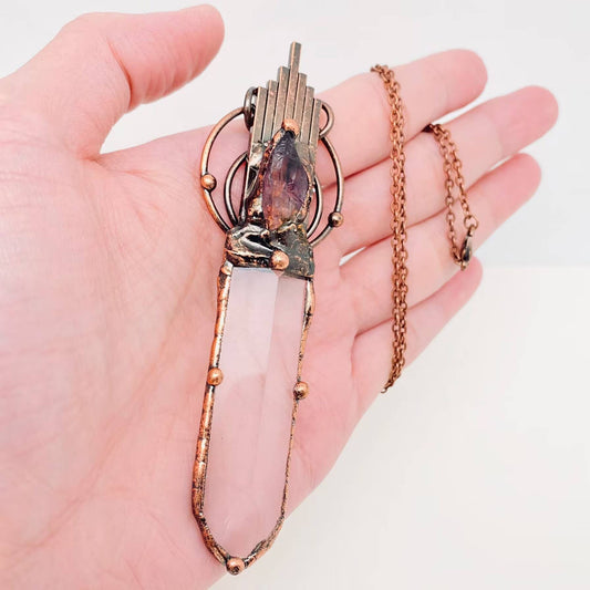 Rocky Mountain Spirit Jewelry: Vingtage Sword-Shaped Stone Crystal Pendant Necklace