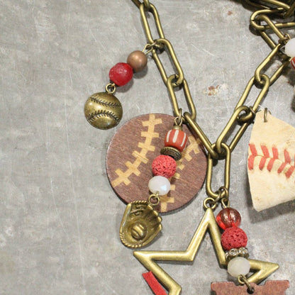 Home Run Hitter Charmed Necklace (Baseball): FREE SPIRIT DREAMER Series: Boho & Free-People loving styles.