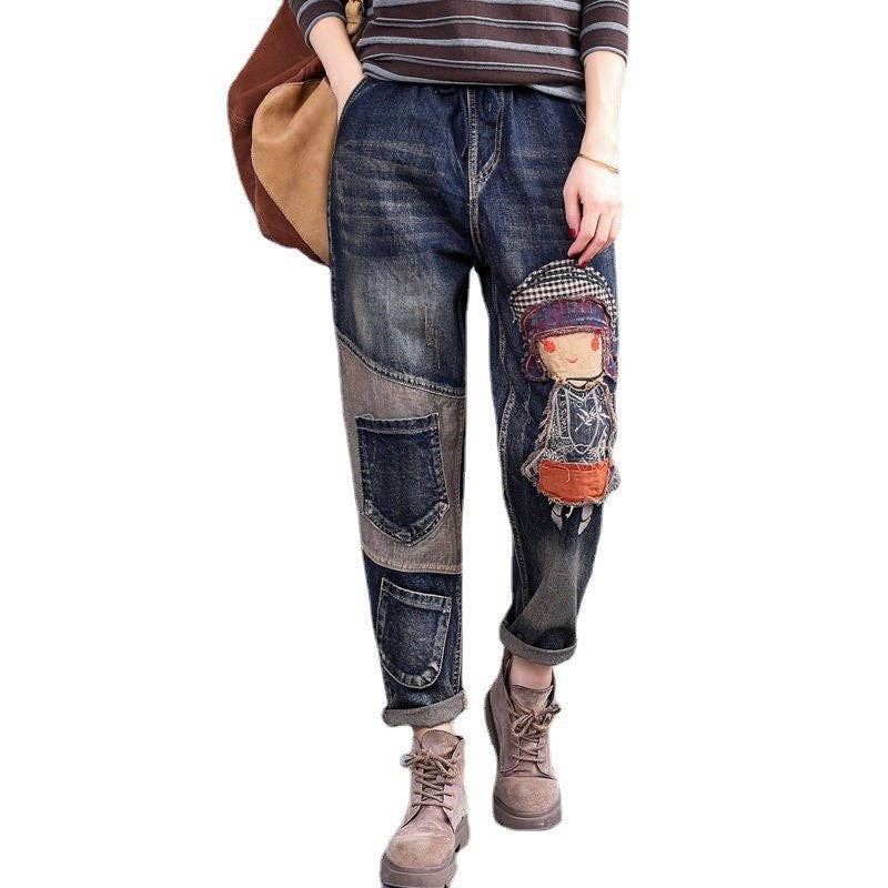 Retro Embroidery Patchwork Jeans: FREE SPIRIT DREAMER Series: Boho & Free-People loving styles.