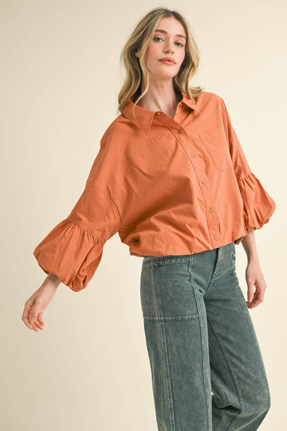BUTTON DOWN BUBBLE SLEEVE TOP: FREE SPIRIT DREAMER Series: Boho &amp; Free-People loving styles.