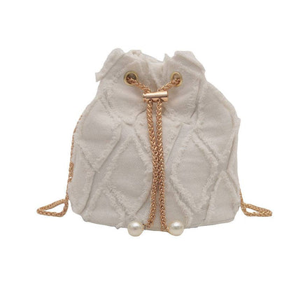Denim Chain Strap Bucket Bag: Montana Boho Western Spirit Fashion