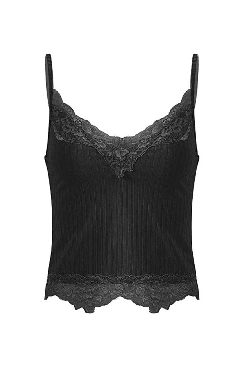 Lace Trim V-Neck Camisole (Tank)