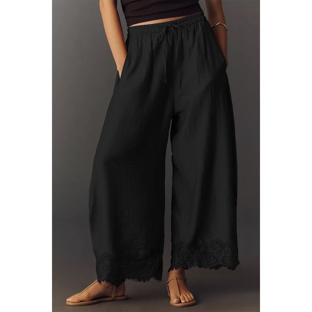Flowy & Comfee: Lace Patchwork Wide-Leg Pants