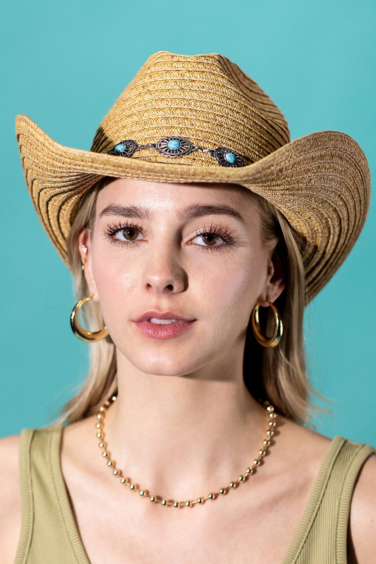 Shapeable Straw Cowboy Hat With Concho Band: Montana Boho Western Spirit Accessories