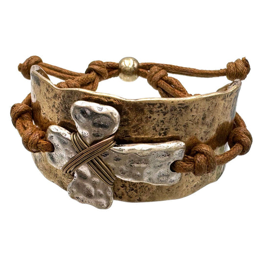 Montana Boho/Western Spirit Jewelry: Cross Rustic Western Hammered Metal Cuff Bracelet