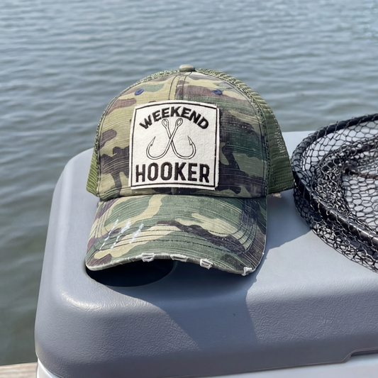 WEEKEND HOOKER | FISHING | UNISEX HAT | DISTRESSED: Montana Boho Western Spirit Accessories: