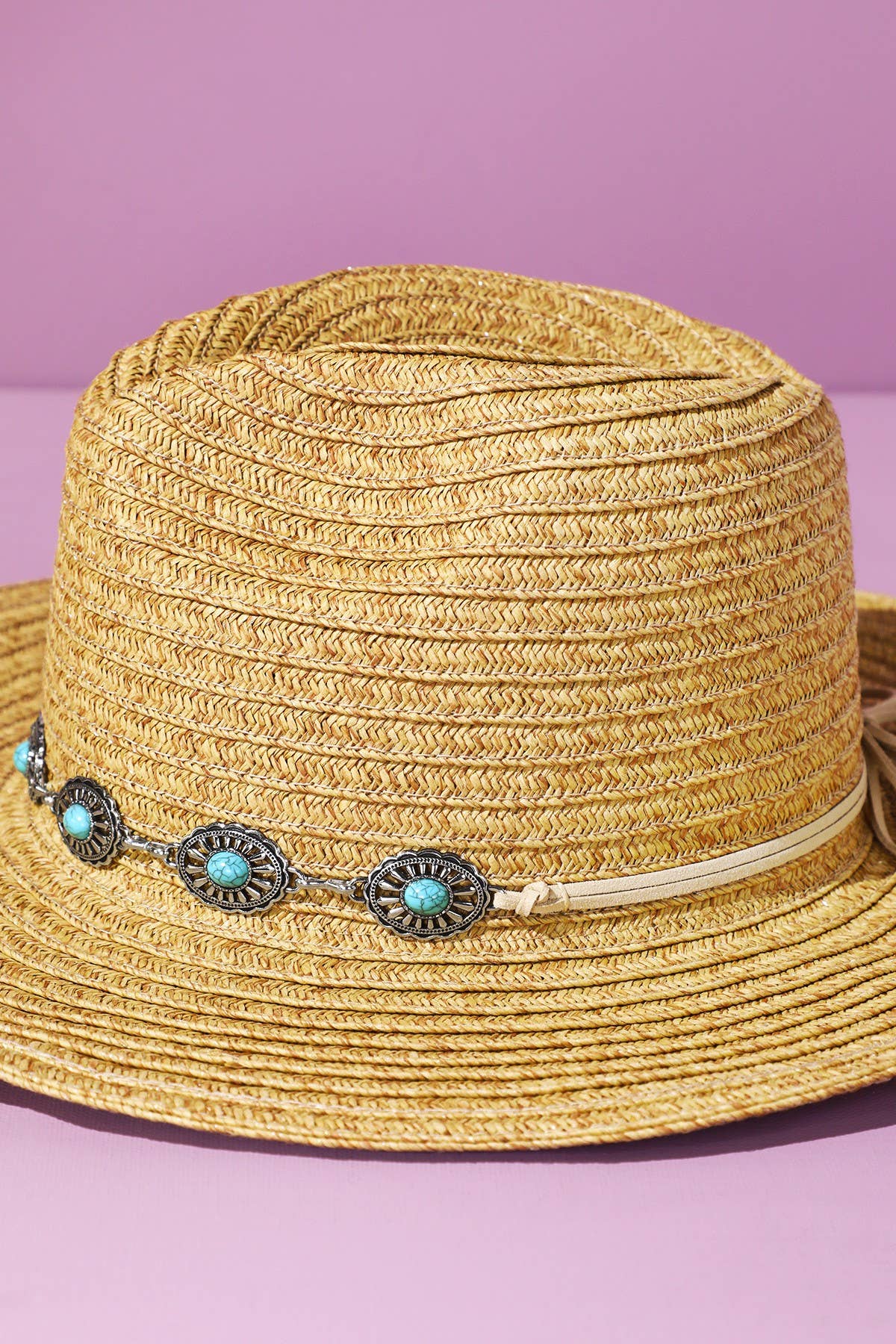 Shapeable Straw Cowboy Hat With Concho Band: Montana Boho Western Spirit Accessories