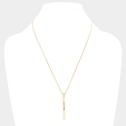 SISTERS Brass Metal Bar Pendant Necklace: Montana Boho Western Spirit Jewelry