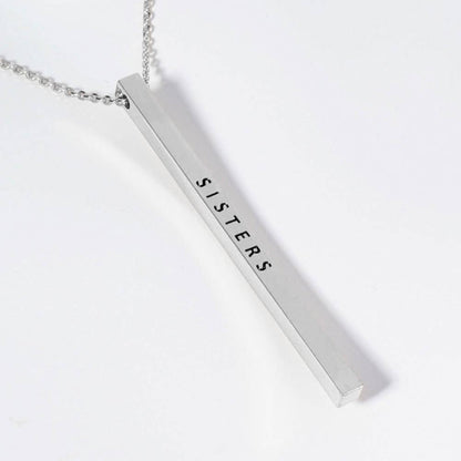 SISTERS Brass Metal Bar Pendant Necklace: Montana Boho Western Spirit Jewelry