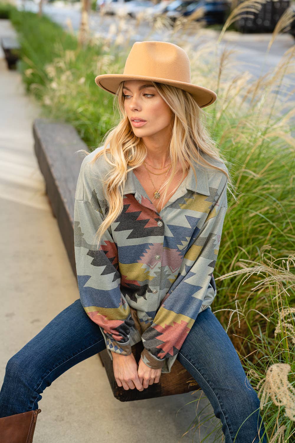 Aztec Cara Women's Button Down Shirt/Jacket
