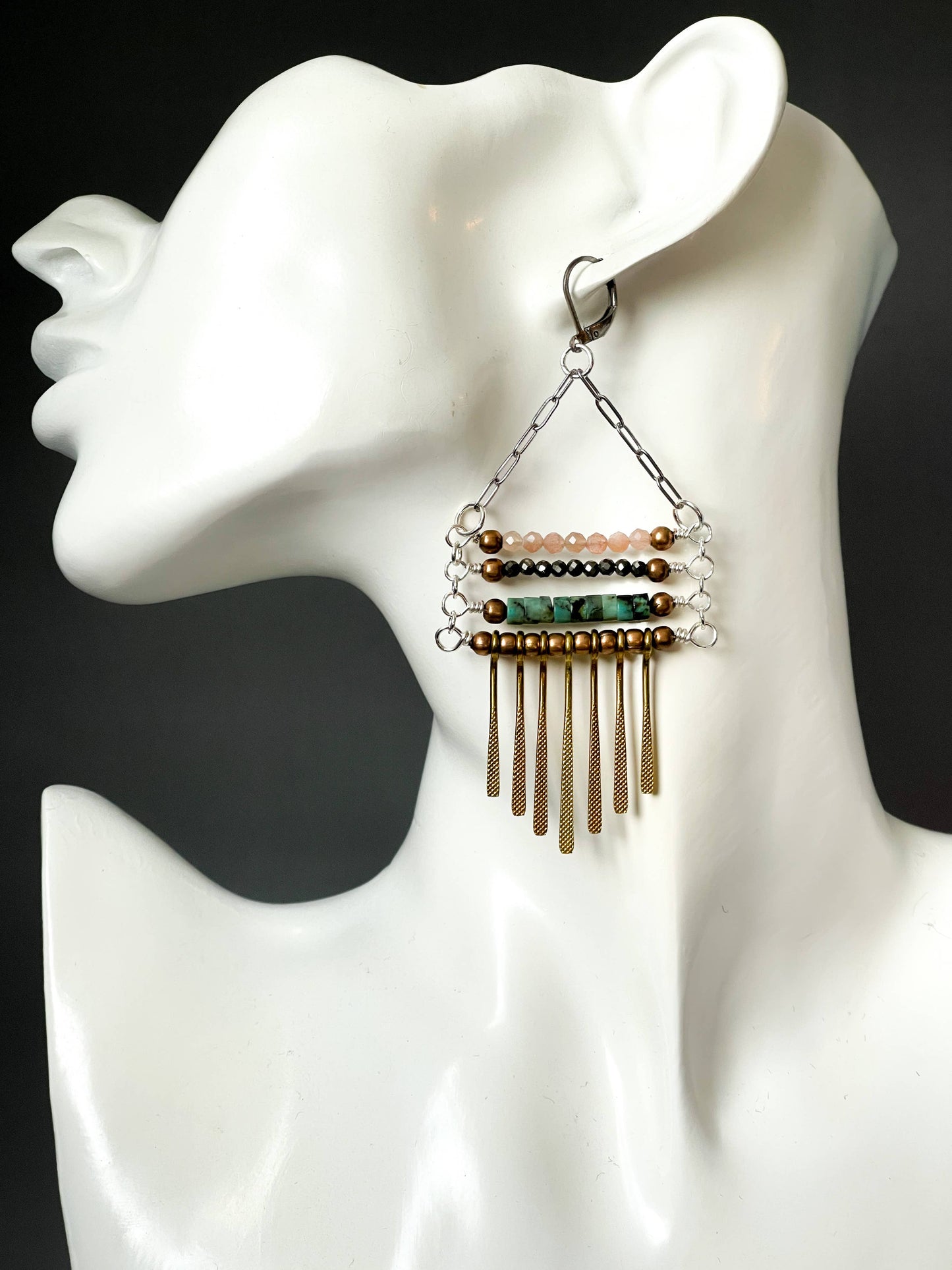 Montana Boho/Western Spirit Jewelry: Natural Stone and mixed metal earrings