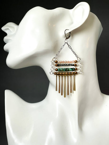 Montana Boho/Western Spirit Jewelry: Natural Stone and mixed metal earrings