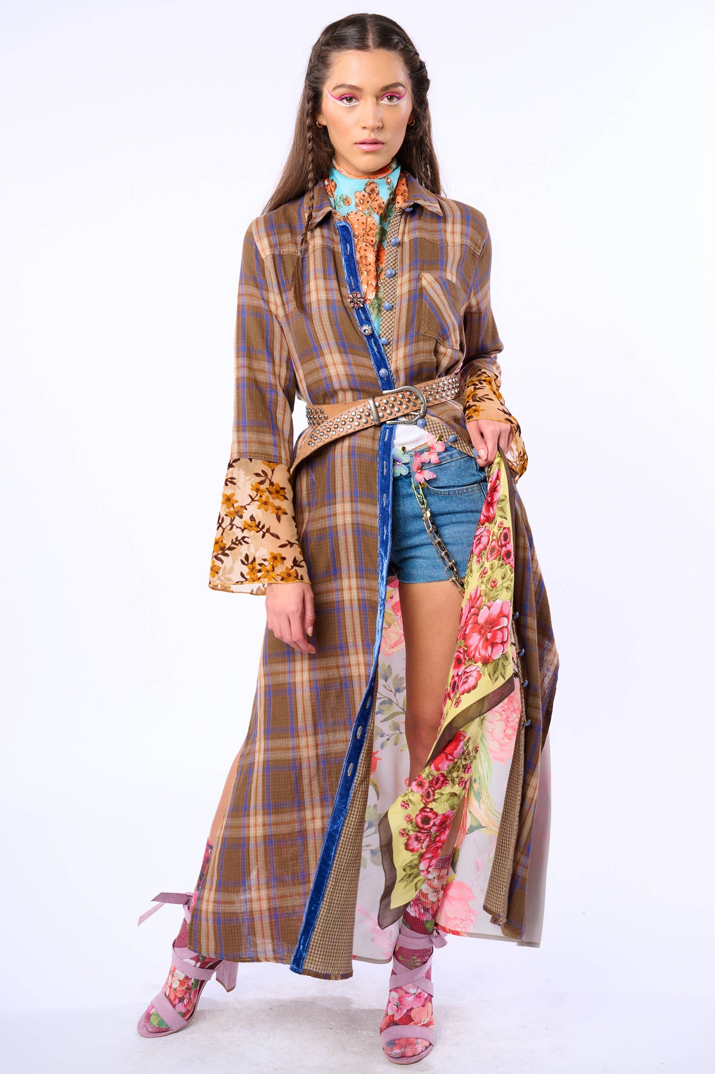 BoHo Fashion: Anna Button Up Shirt Dress | Plaid Maxi | Peacock Print