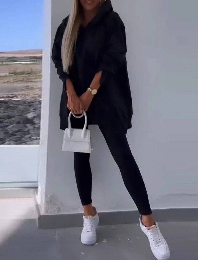 Casual Wanderer COMFY Series: Solid Hoodie and Leggings Set