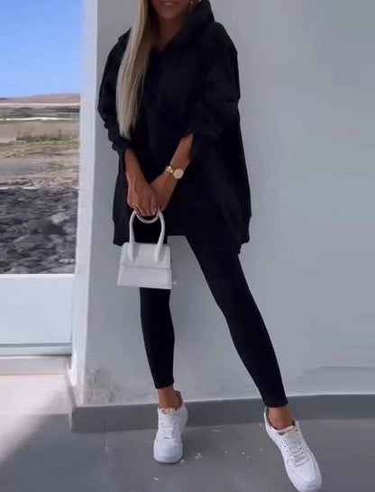 Casual Wanderer COMFY Series: Solid Hoodie and Leggings Set
