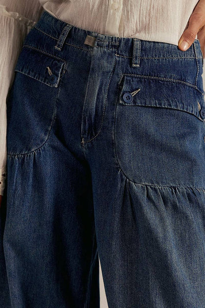 Montana Boho Fahsion: Elastic-Cuff Straight Denim Jeans