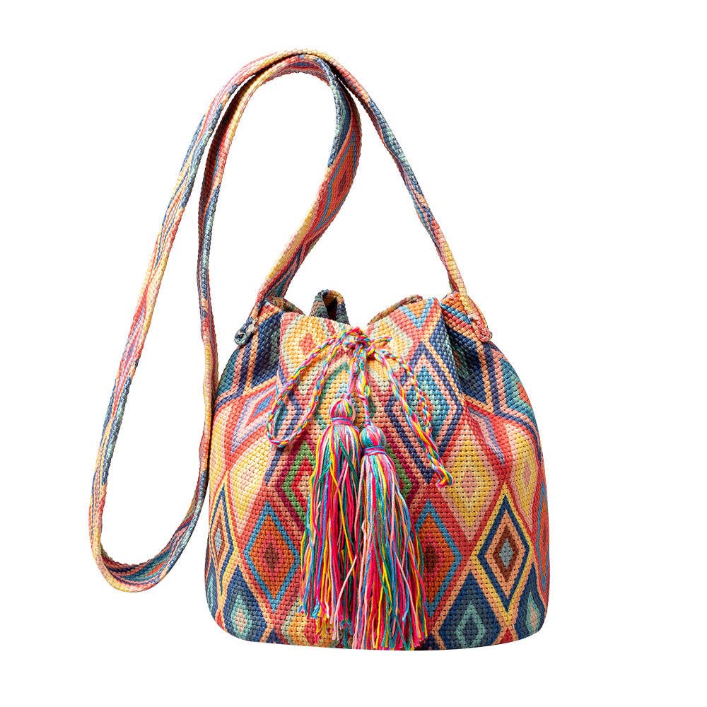 Vintage Print Bucket Shoulder Bag: FREE SPIRIT DREAMER Series: Boho & Free-People loving styles.