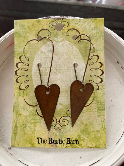Rustic Tin Rusted Heart earrings