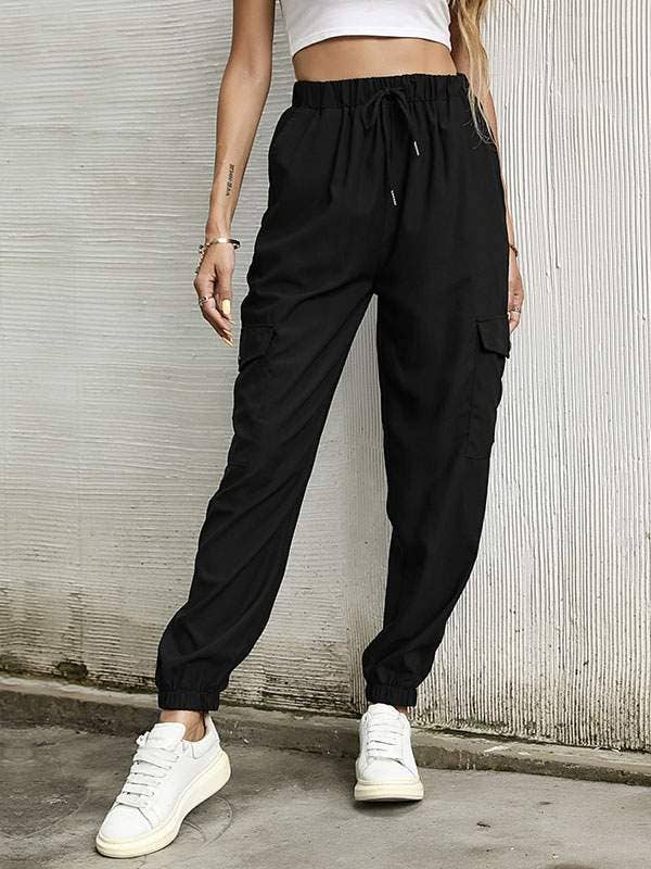 Casual Wanderer COMFY Series: Black light-weight, raised waist trousers
