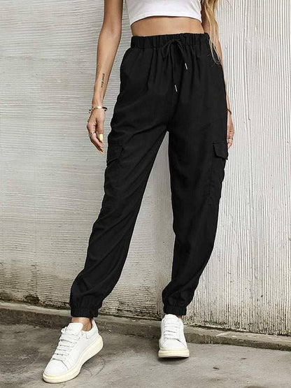 Casual Wanderer COMFY Series: Black light-weight, raised waist trousers