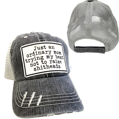 MOM TRYING NOT TO RAISE SHITHEADS | WOMAN'S HAT | DISTRESSED