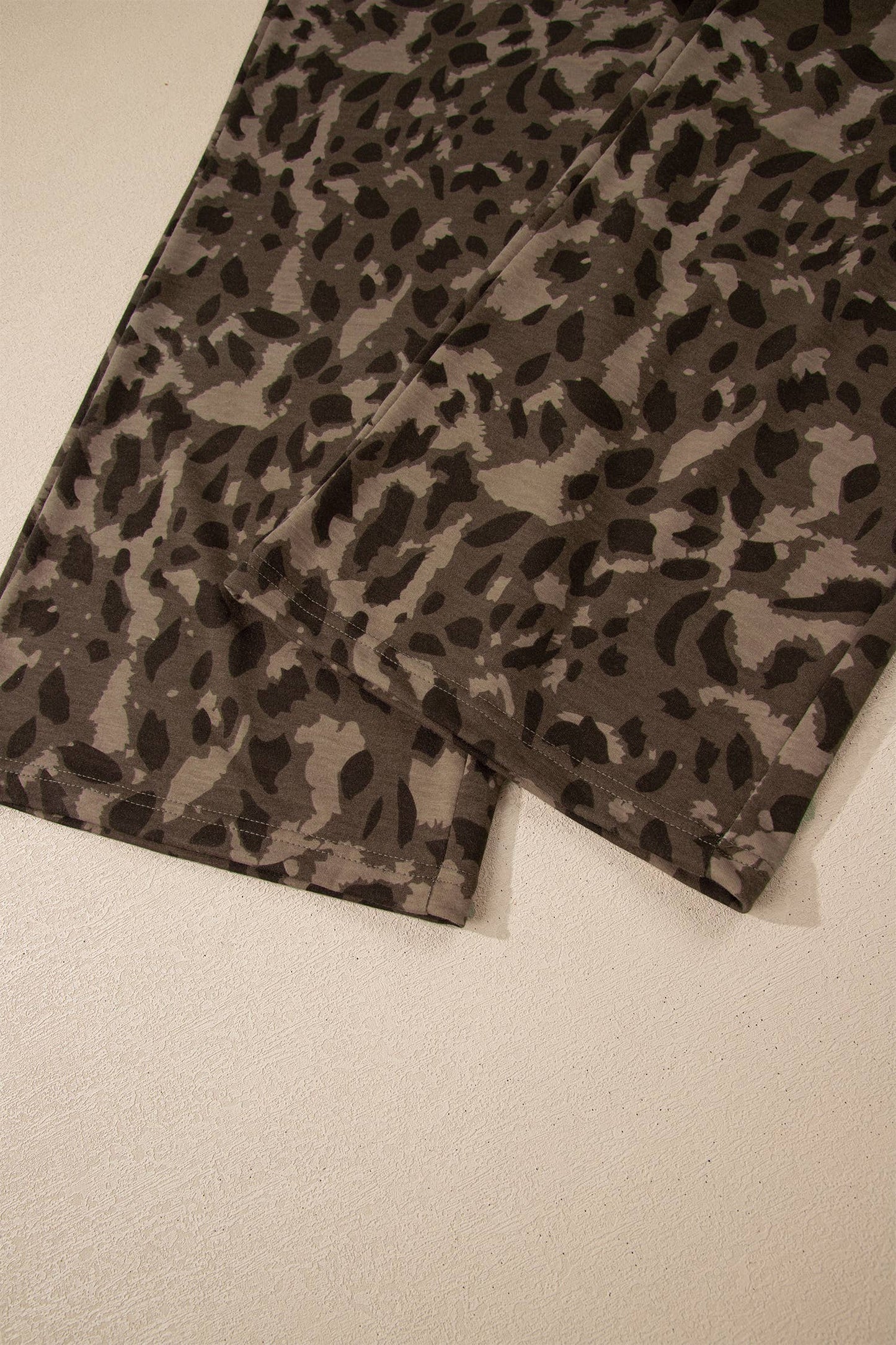 Casual Wanderer COMFY Series: Leopard Raw Seam Patched Pullover Drawstring Loose Pant Set