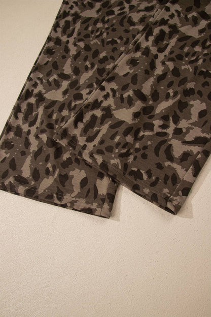 Casual Wanderer COMFY Series: Leopard Raw Seam Patched Pullover Drawstring Loose Pant Set
