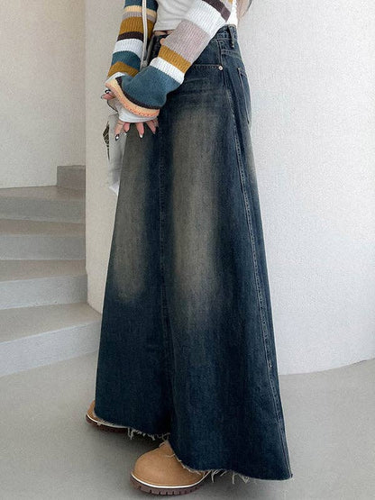 A-Line High Waisted Fringed Gradient Split-Joint Skirts: Montana Boho Western Spirit Fashion: