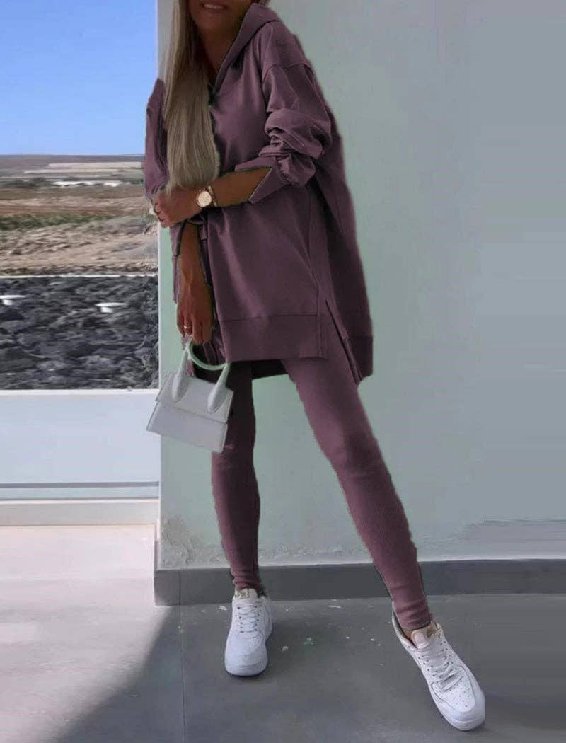 Casual Wanderer COMFY Series: Solid Hoodie and Leggings Set