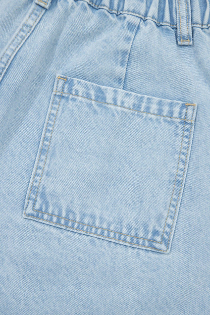 Studded Side Slit Leg Frayed Pocketed Wide Leg Jeans