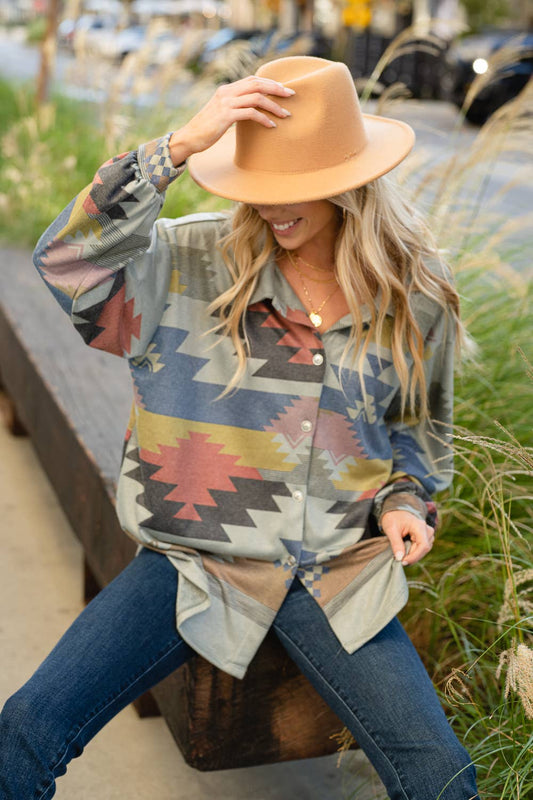 Aztec Cara Women's Button Down Shirt/Jacket