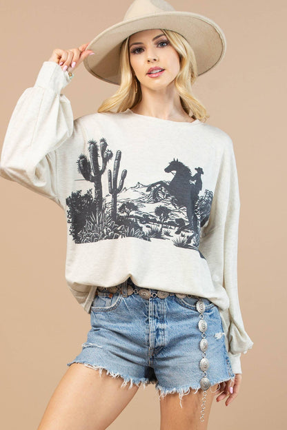 Montana Boho/Western Spirit Fashion: WYOMING WESTERN GRAPHIC SWEATSHIRT