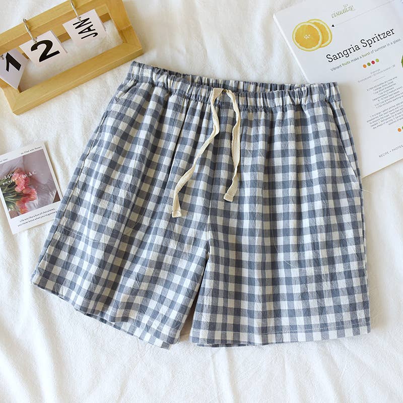 Soft cozy easy Gingham short cotton daily lounge short