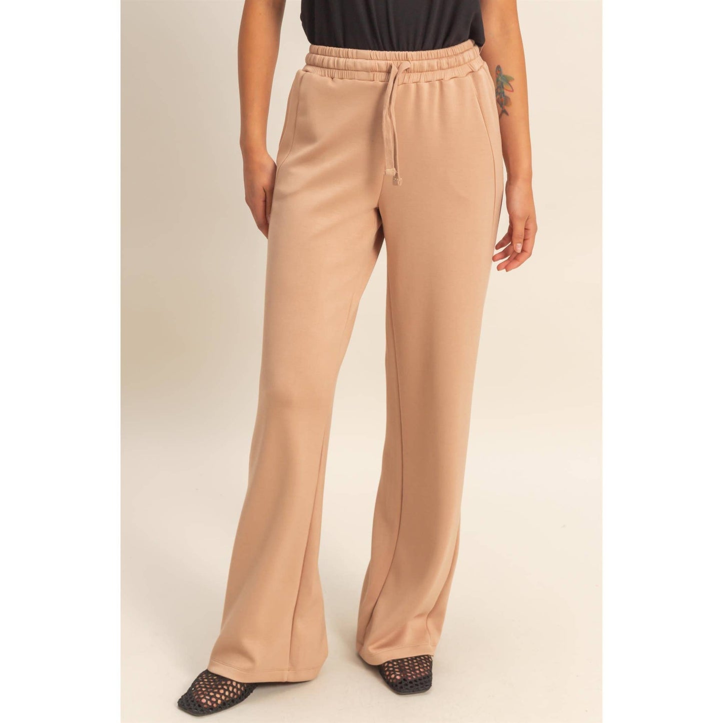 Elastic Waist Wide-Leg Pants
