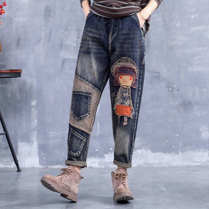 Retro Embroidery Patchwork Jeans: FREE SPIRIT DREAMER Series: Boho & Free-People loving styles.