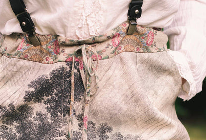 "Still I Rise"  Linen Cropped Artist Pant w/ Sunrise, Woman— FREE SPIRIT DREAMER Series: Boho & Free-People loving styles.