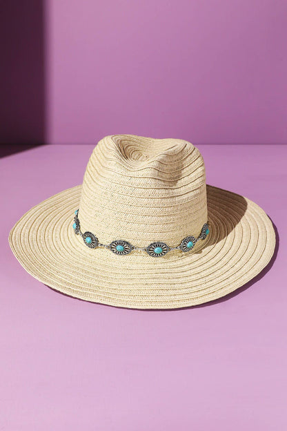 Shapeable Straw Cowboy Hat With Concho Band: Montana Boho Western Spirit Accessories