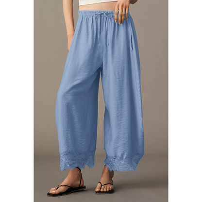 Flowy & Comfee: Lace Patchwork Wide-Leg Pants