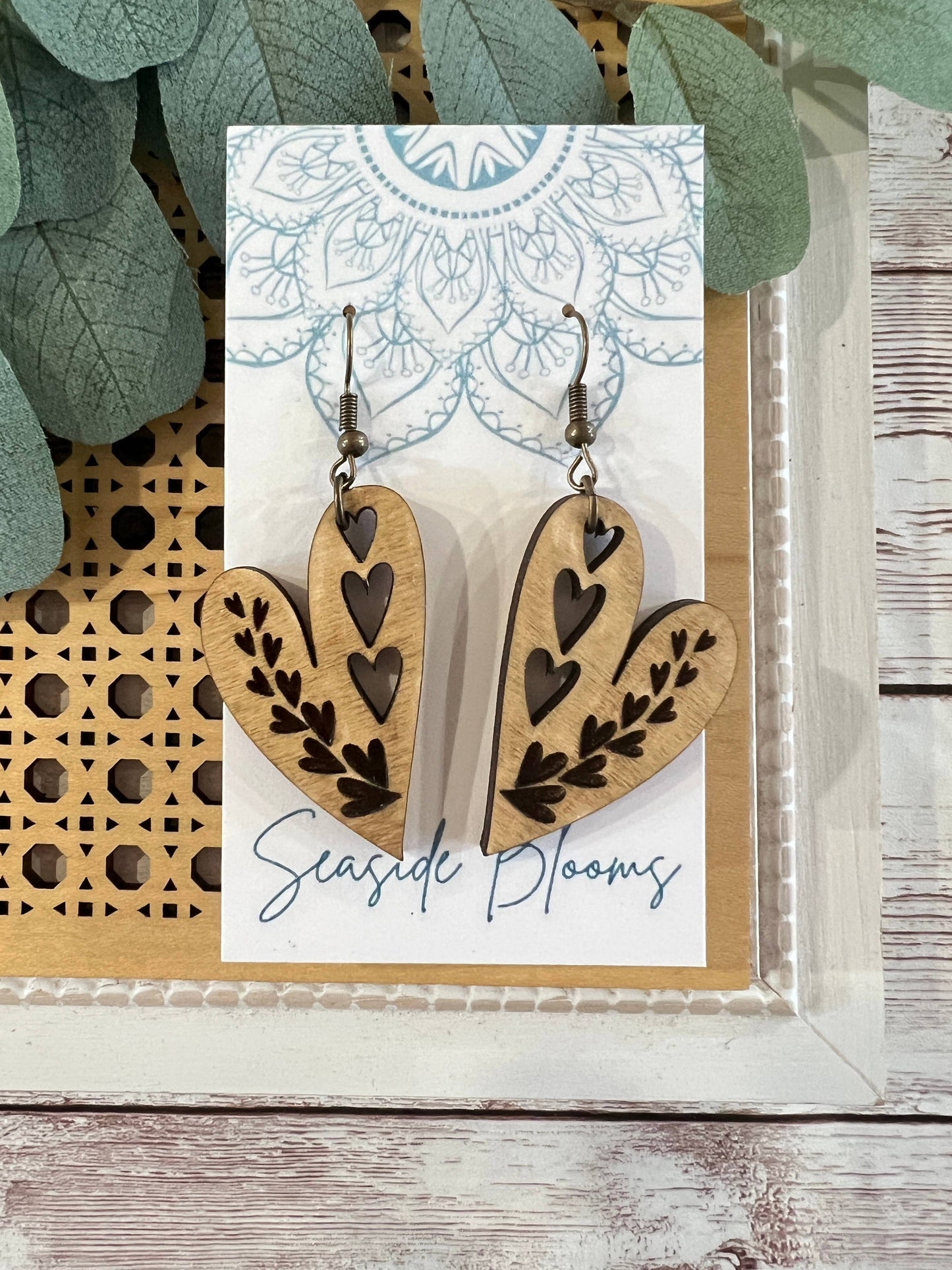 Boho HEART maple wood earring: Montana Boho Western Spirit Jewelry: