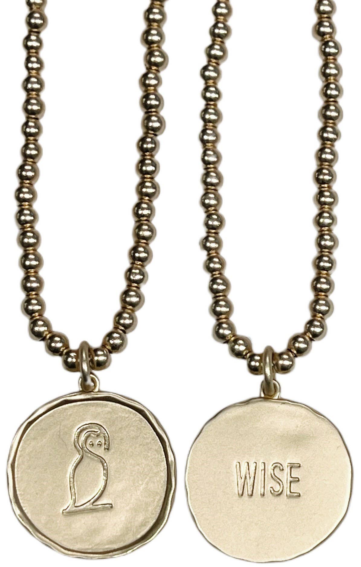 La Déesse Collection Minerva “WISE” Brass Reversible Necklace